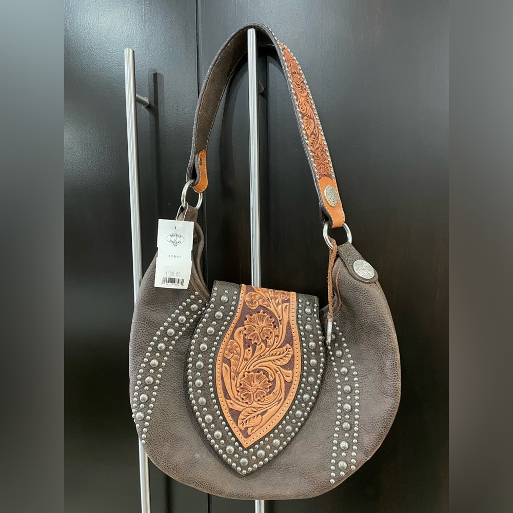 Beautiful brand new hand stamped leather bag